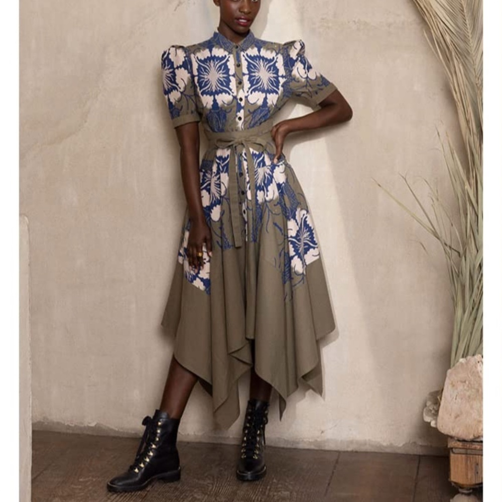 Making the Cut Winning Look: Faded Army & Navy Blue Tie Waist Dress
